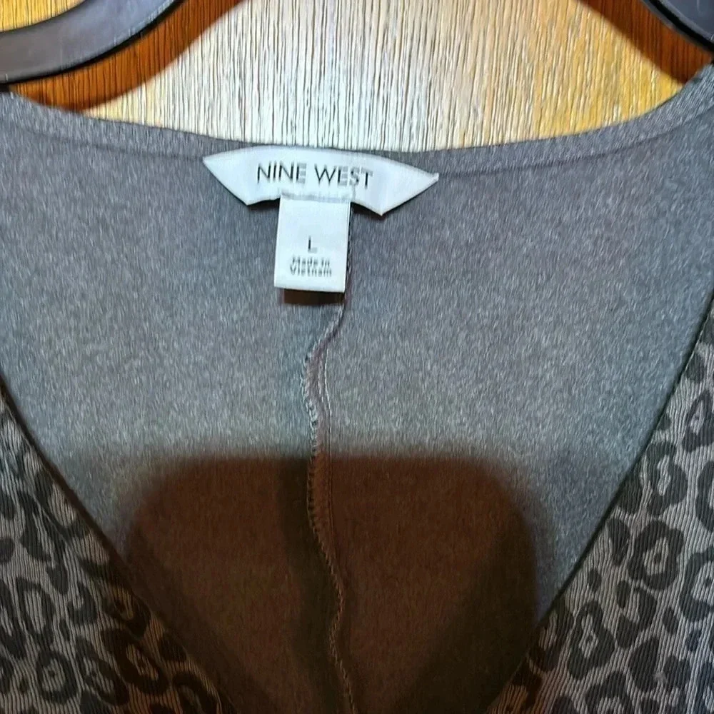 Nine West Fleece Lined Black/Gray Animal Print Sweatshirt Dress Size XL